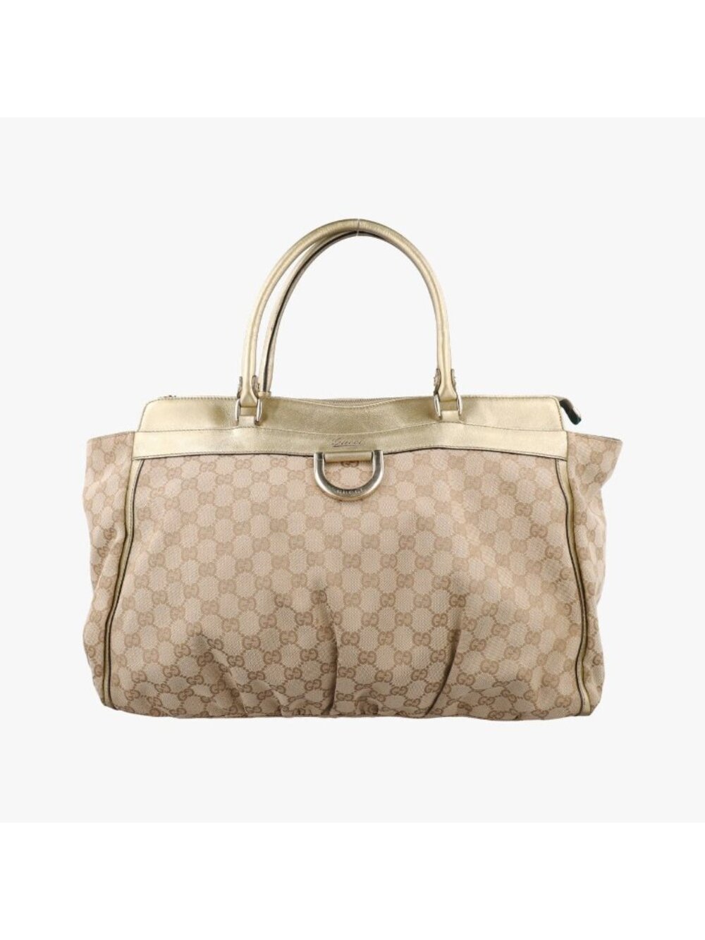 Gucci Abbey Gold Brown Leather Canvas